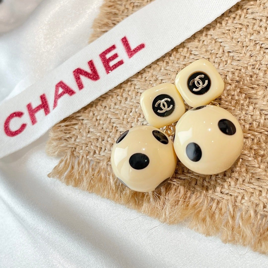 Chanel Ball Beige Earrings