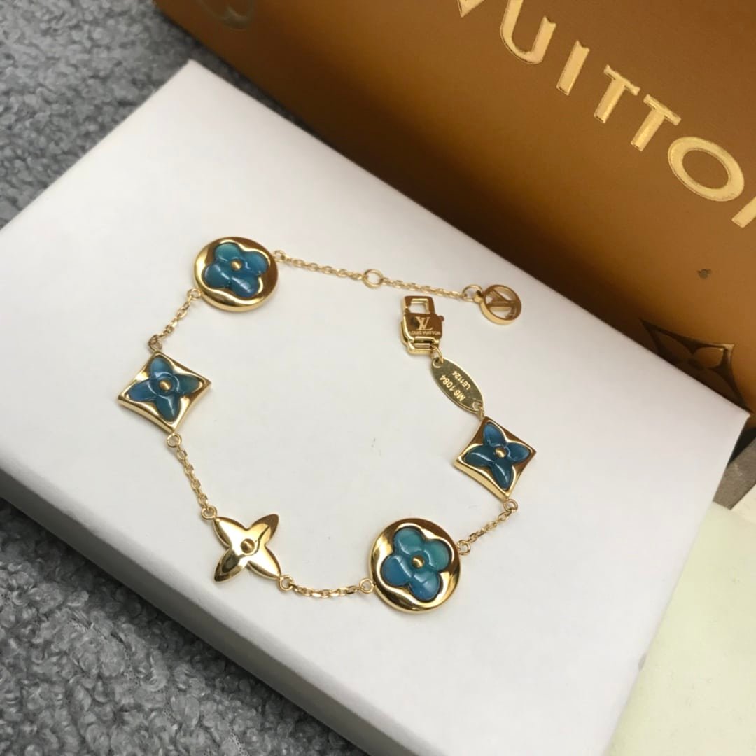 Louis Vuitton Blue Charm Gold Bracelet