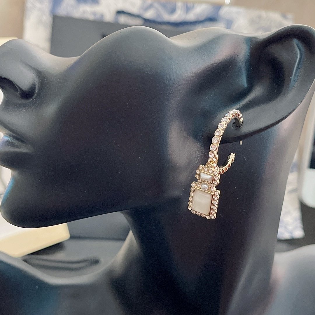 Chanel Cc And Perfume Bottle Hoop Earrings