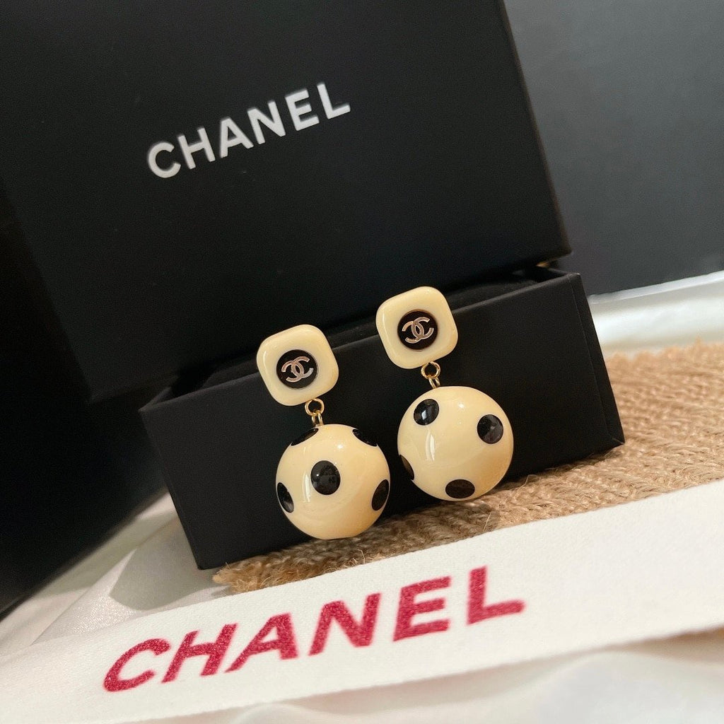 Chanel Ball Beige Earrings