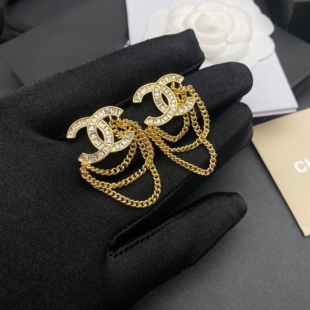 Chanel Cc Gold Earrings