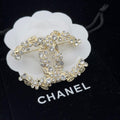 Chanel Floral Enamel And Crystal Brooch With Pearl Accents