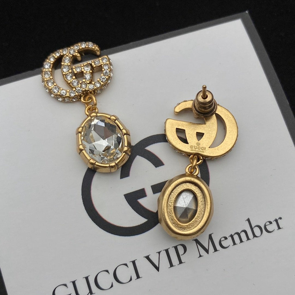 Gucci Gg Crystal Drop Earrings