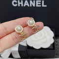 Chanel Cc Pearl Earrings