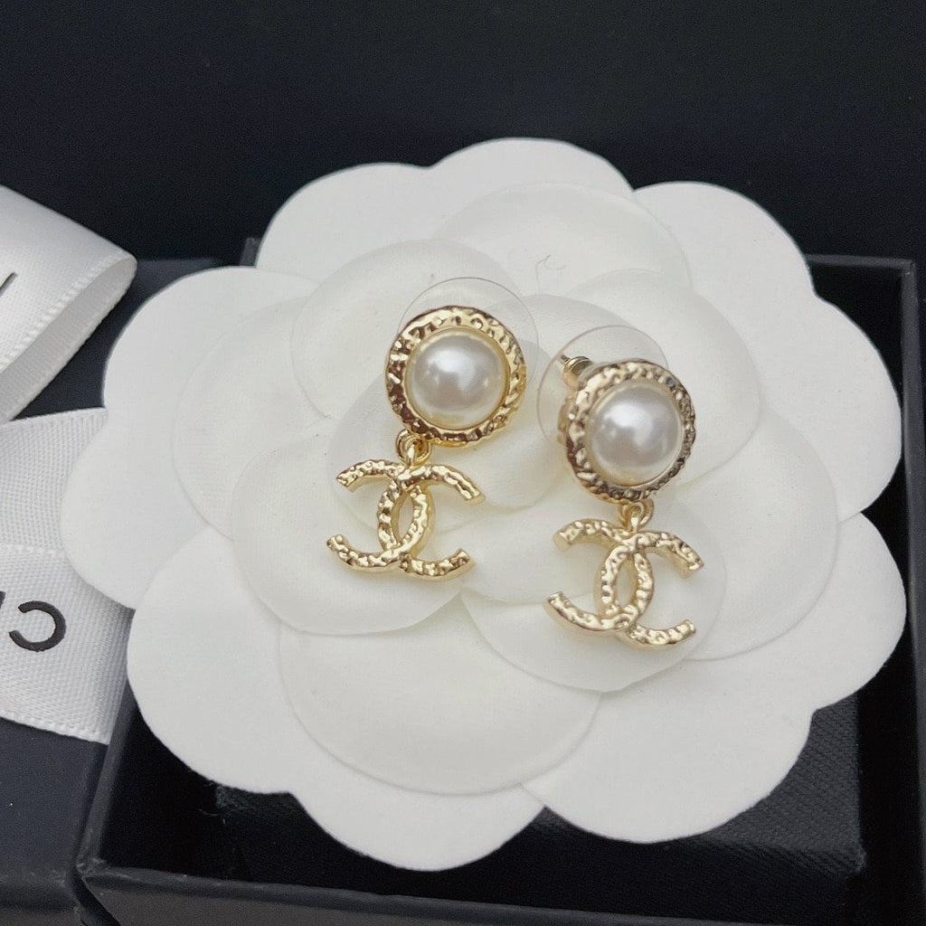 Chanel Cc Pearl Earrings