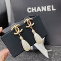 Chanel Cc Pearl Drop Earrings