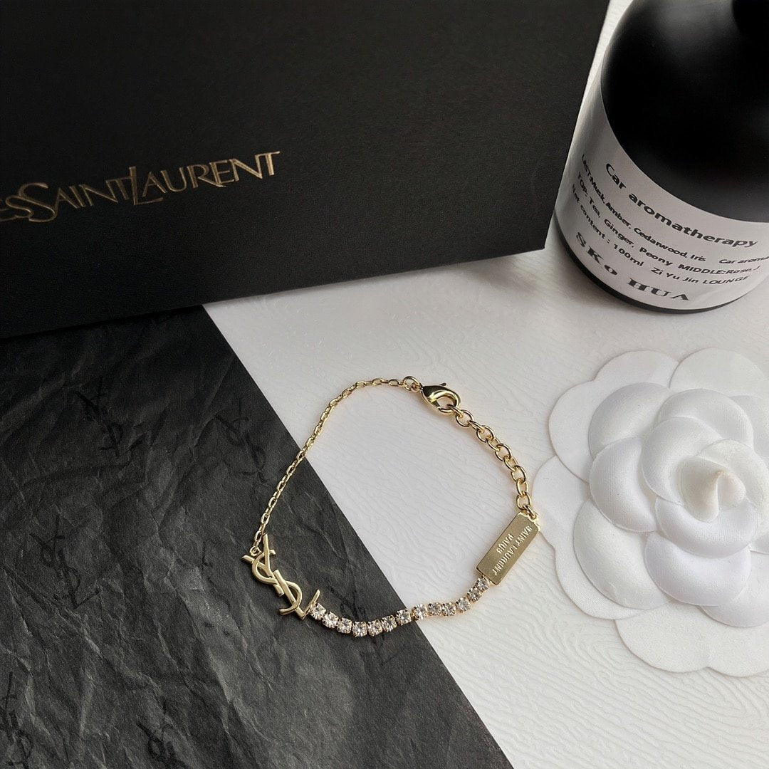 Saint Laurent Cassandre Charm Bracelet Gold