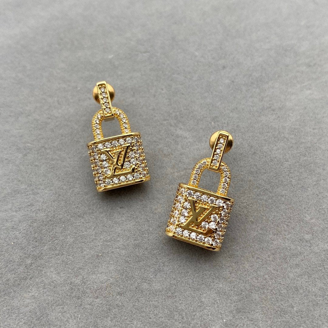 Louis Vuitton Gold Padlock Earrings