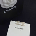 Chanel Cc Crystal Pearl Silver Earrings