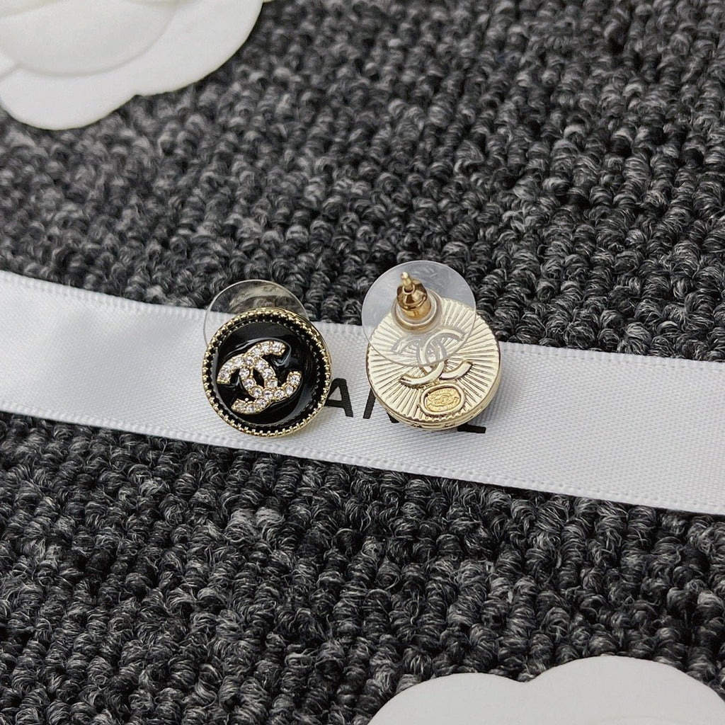 Chanel Cc Earrings Black