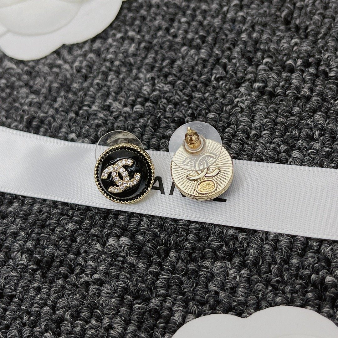Chanel Cc Earrings Black