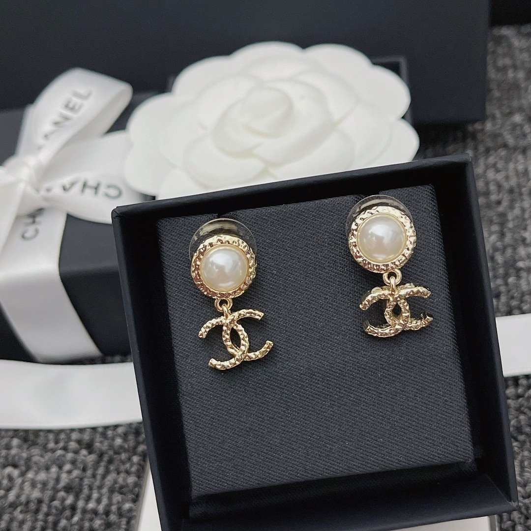 Chanel Cc Pearl Earrings