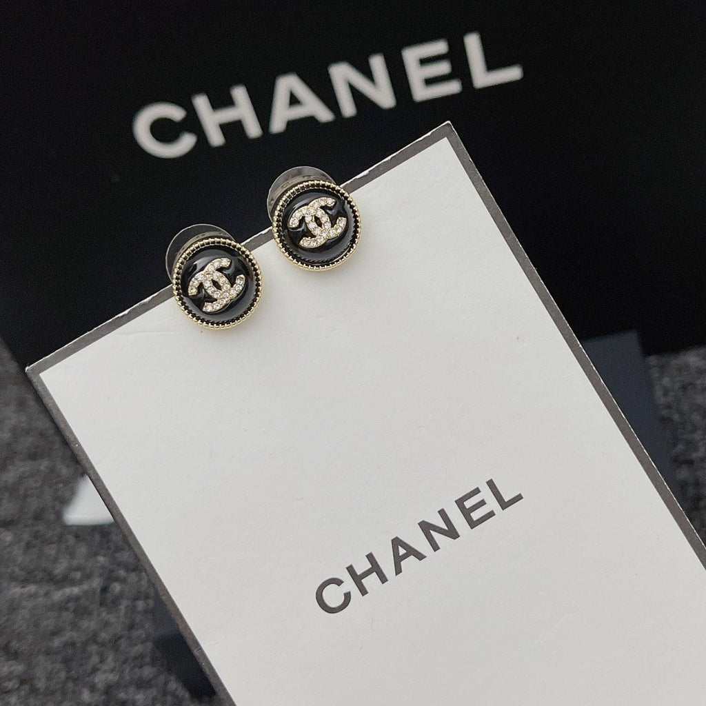 Chanel Cc Earrings Black