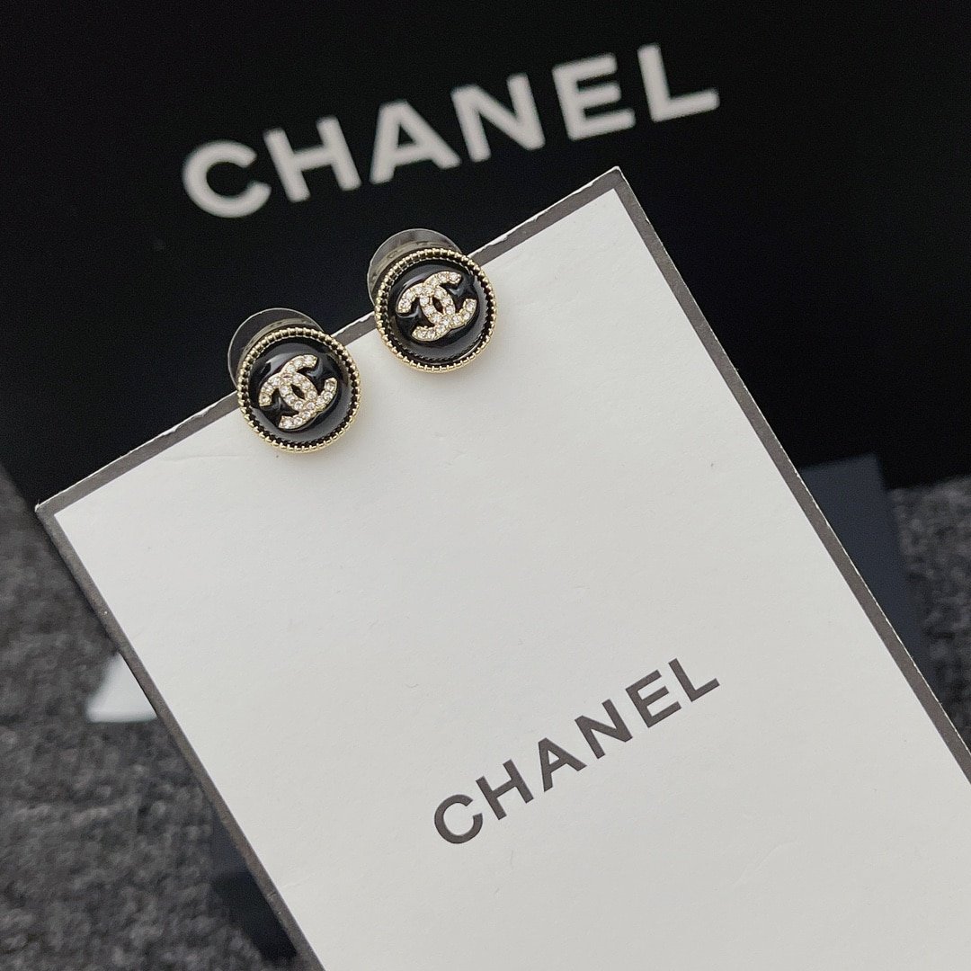 Chanel Cc Earrings Black