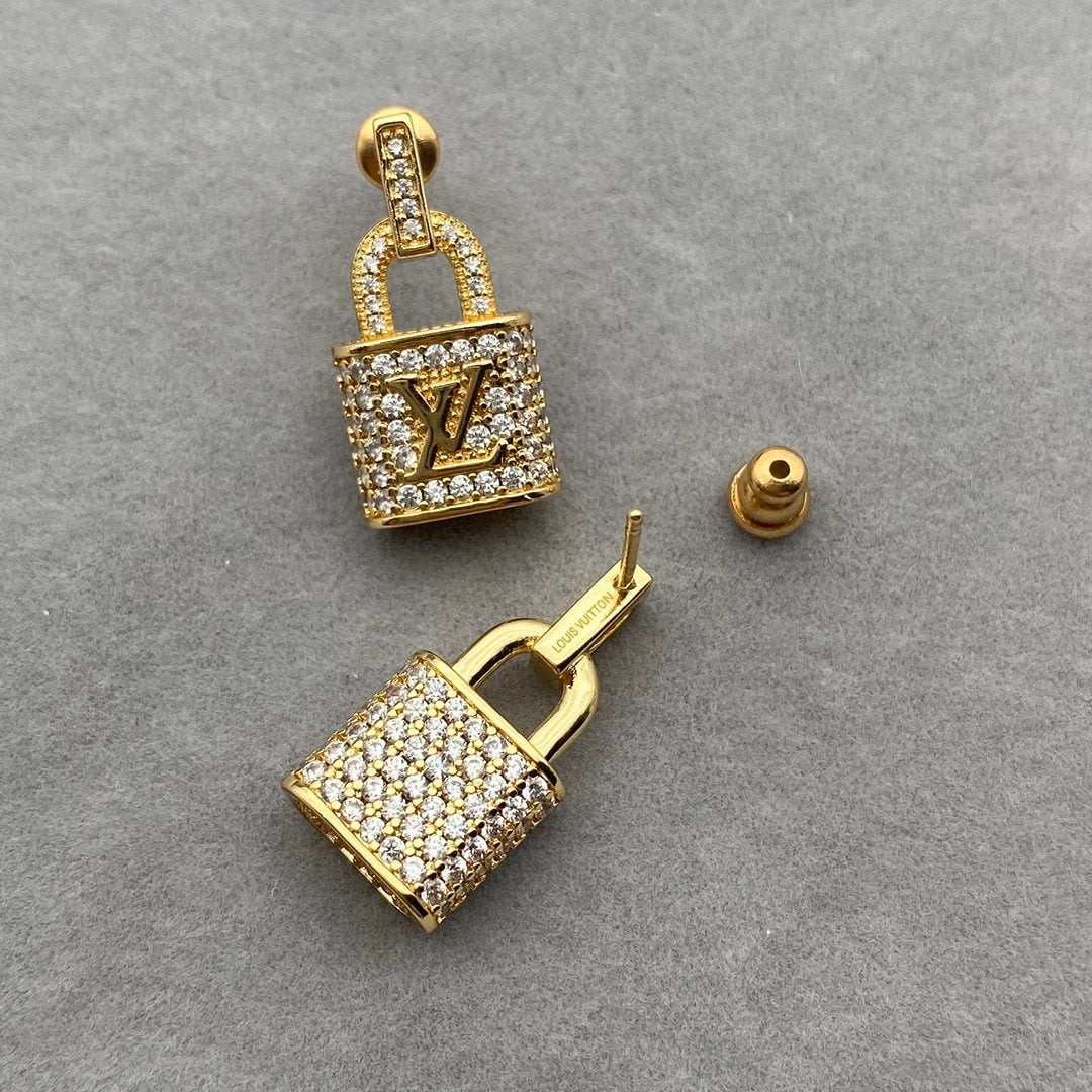 Louis Vuitton Gold Padlock Earrings