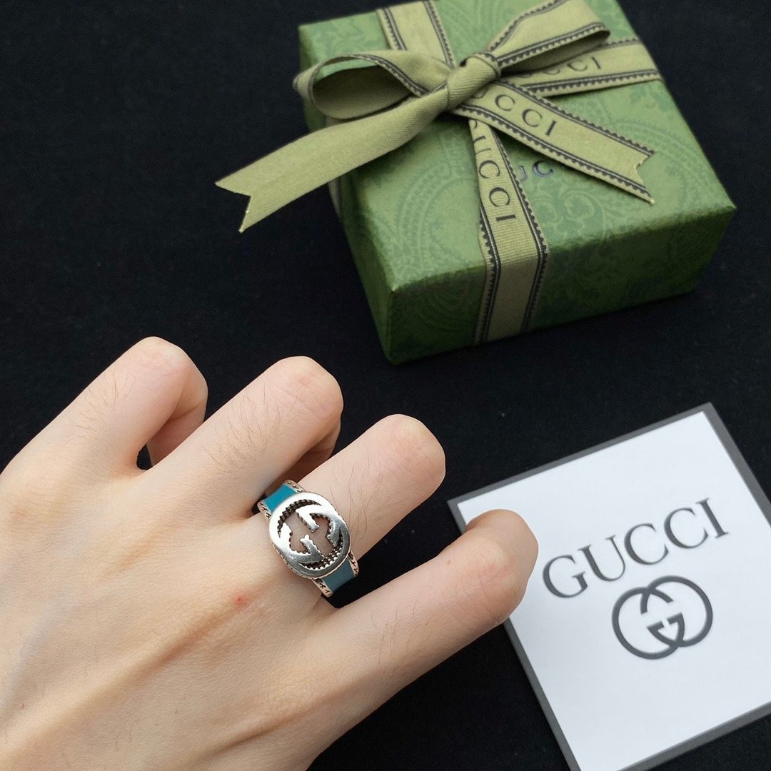 Gucci Gg Interlocking Silver Ring Ybc645572001