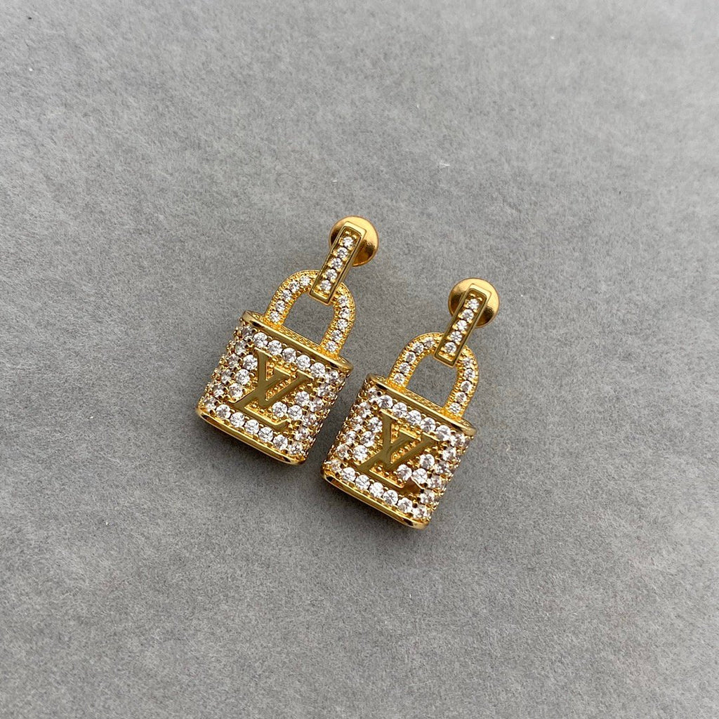 Louis Vuitton Gold Padlock Earrings