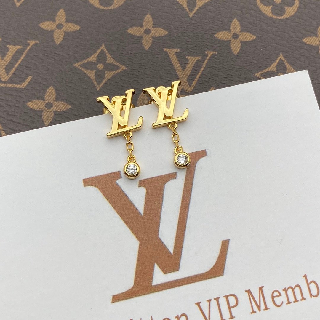 Louis Vuitton Gold And Diamond Earrings Q96495