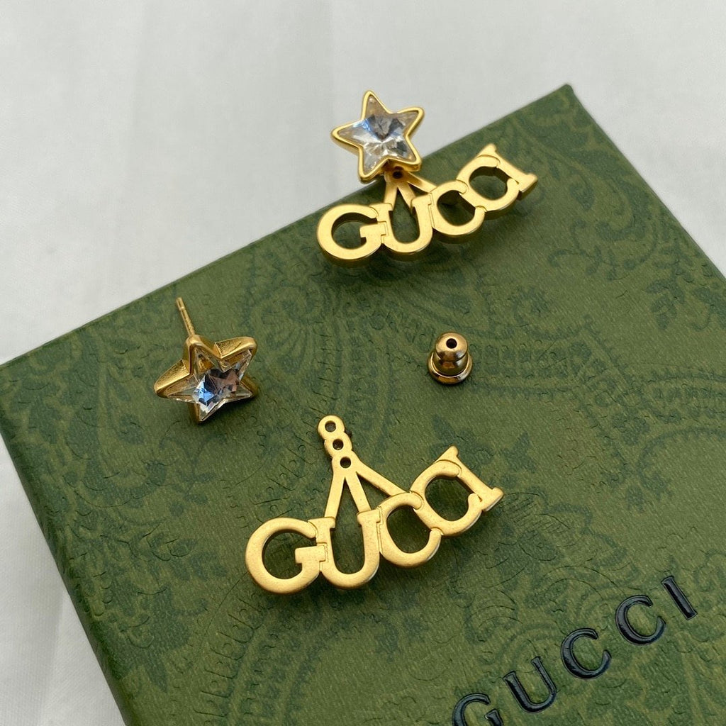 Gucci Crystal Star Gold Earrings 679076 J1D50 8031