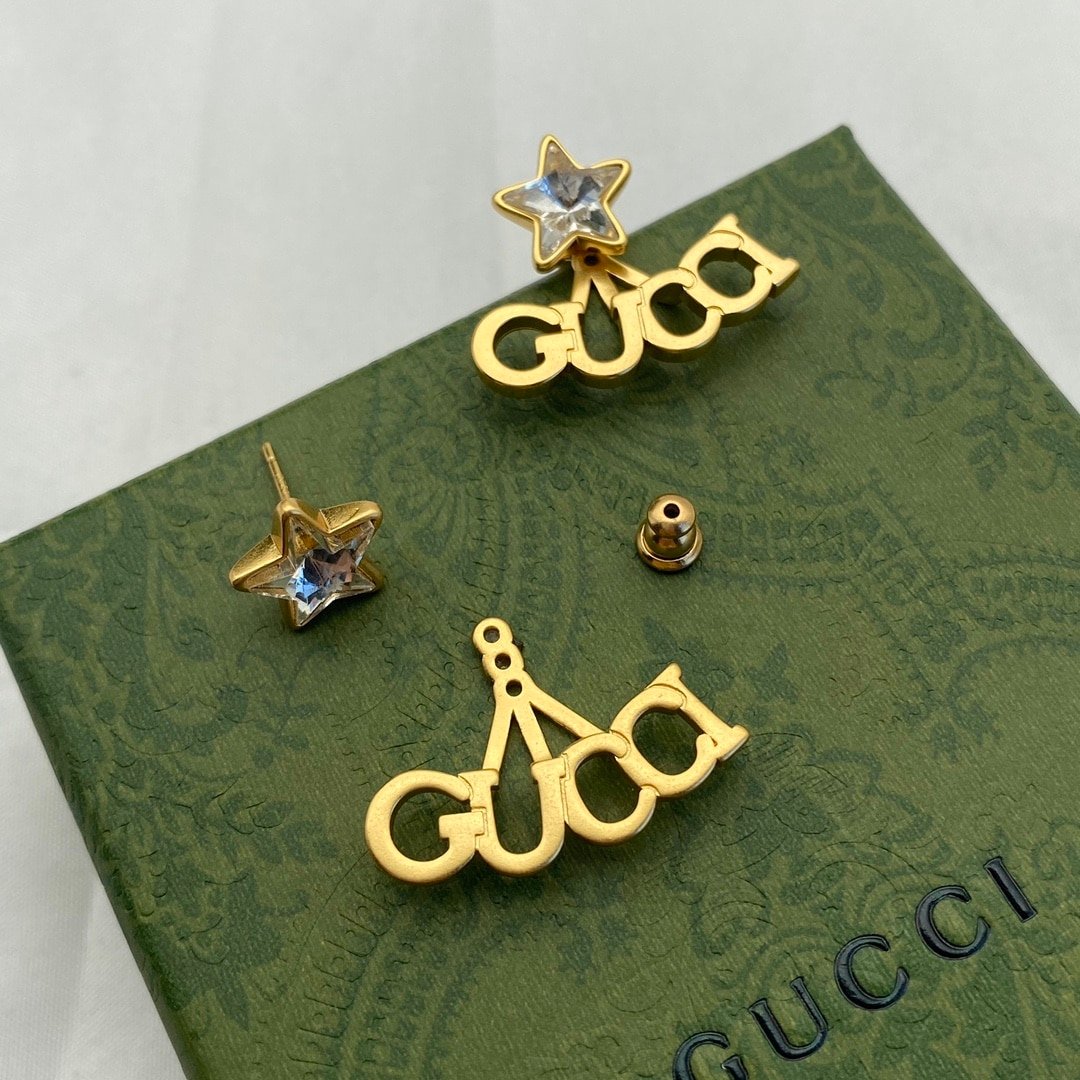 Gucci Crystal Star Gold Earrings 679076 J1D50 8031