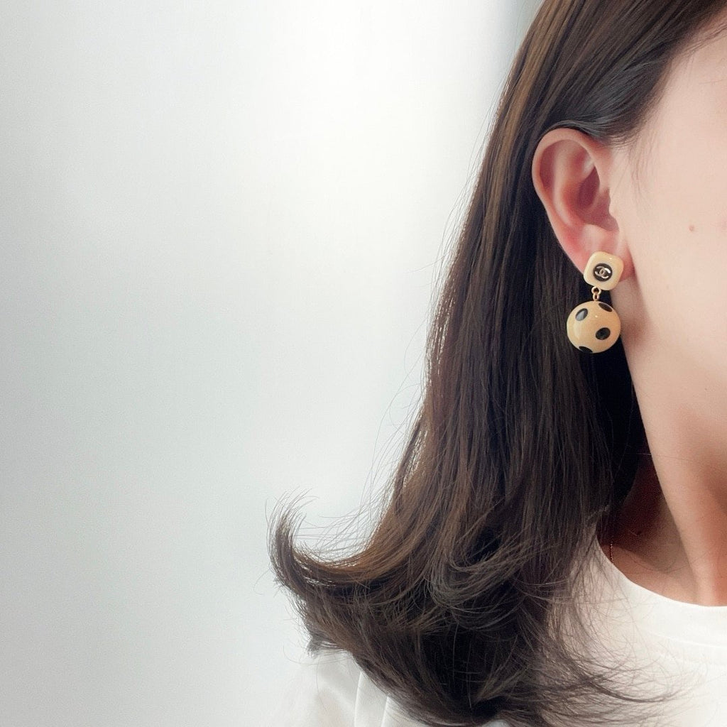 Chanel Ball Beige Earrings