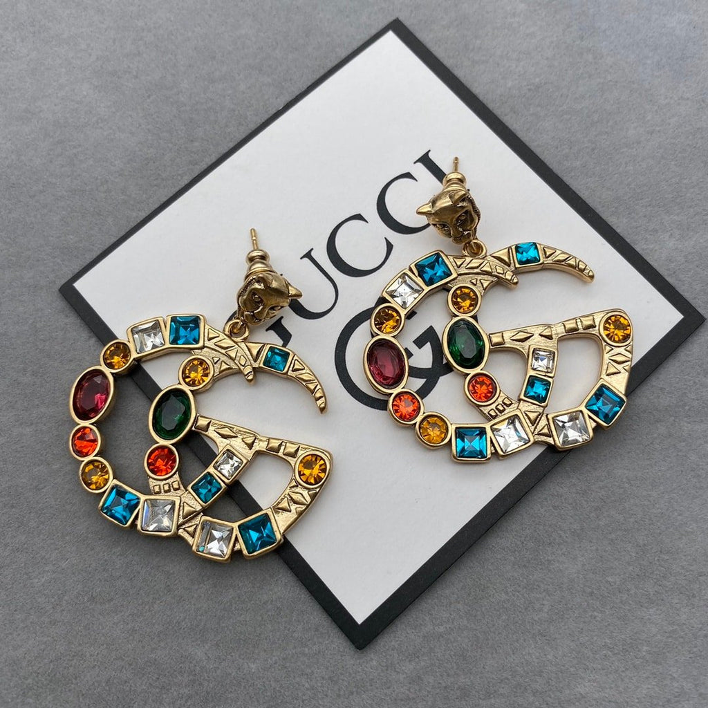Gucci Gg Crystal In Gold Earrings