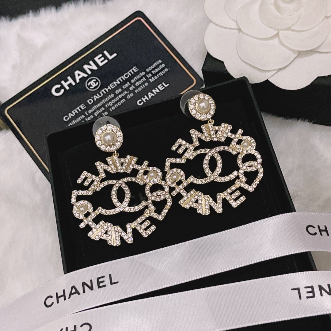 Chanel Pearl Caged Cc Drop Earrings Gold