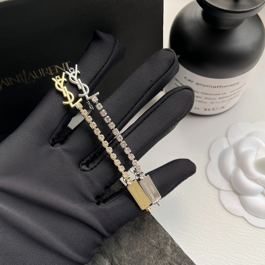 Saint Laurent Cassandre Charm Bracelet Palladium