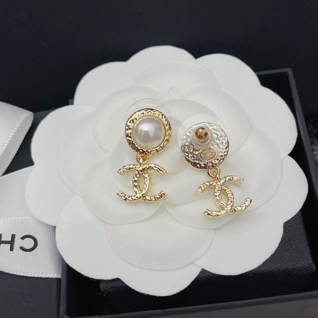 Chanel Cc Pearl Earrings