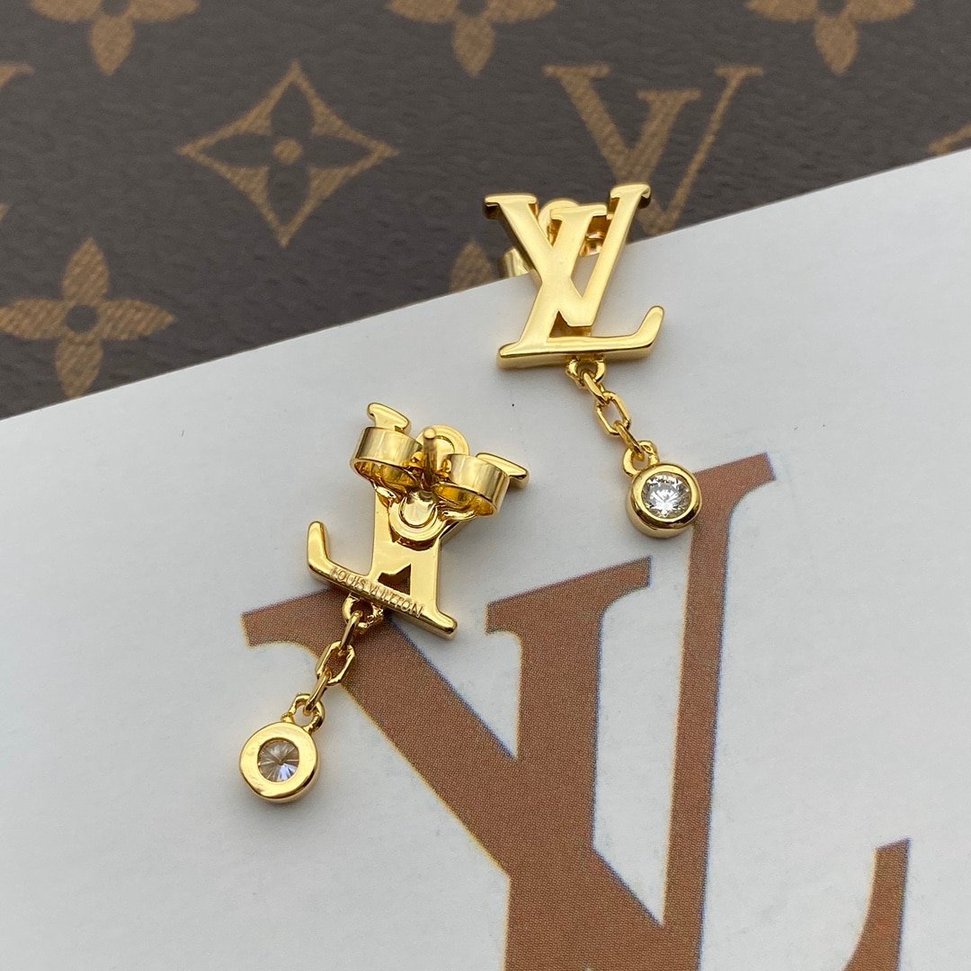 Louis Vuitton Gold And Diamond Earrings Q96495