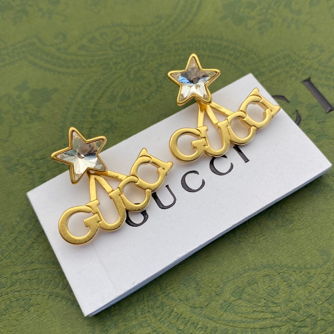 Gucci Crystal Star Gold Earrings 679076 J1D50 8031