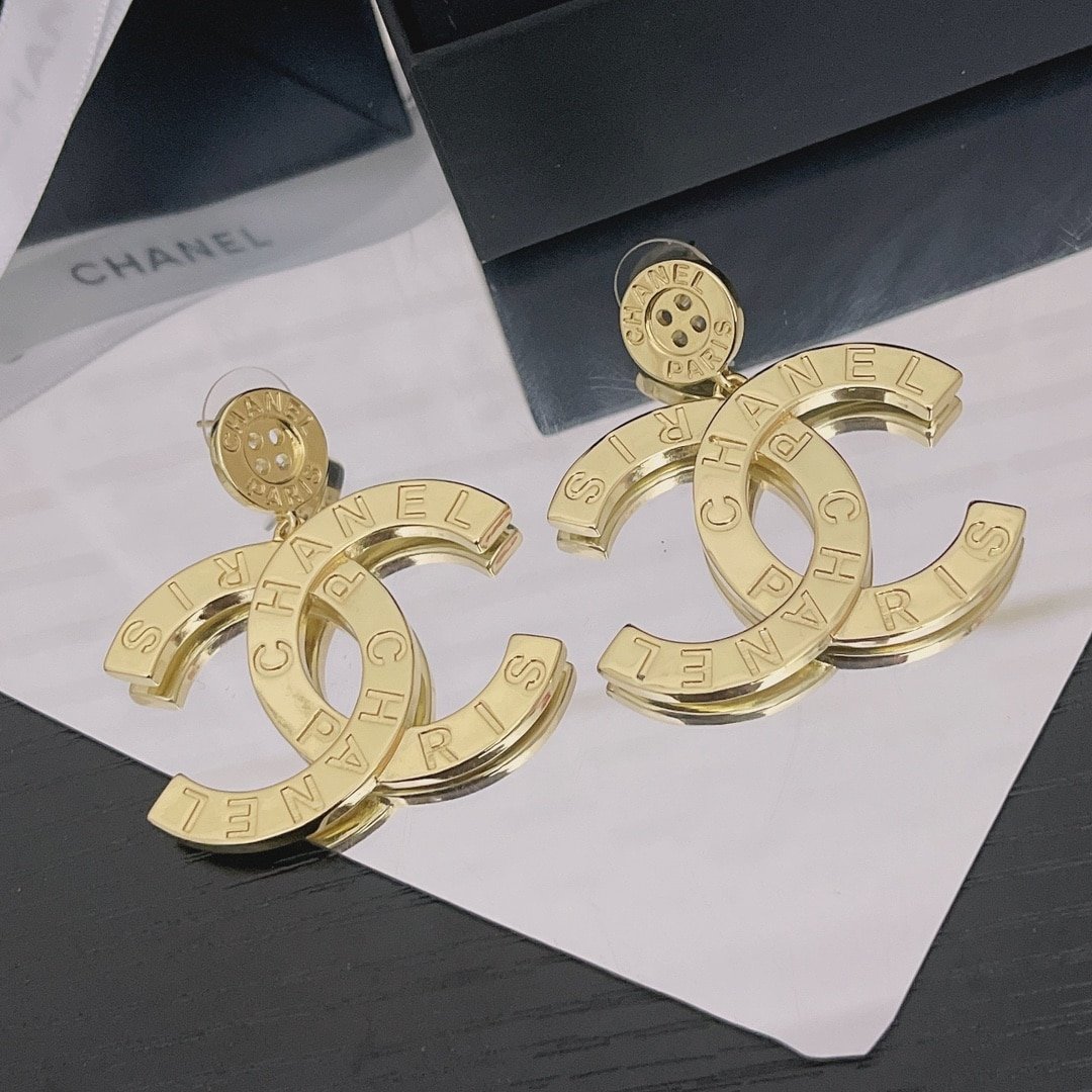 Chanel Paris Button Earrings