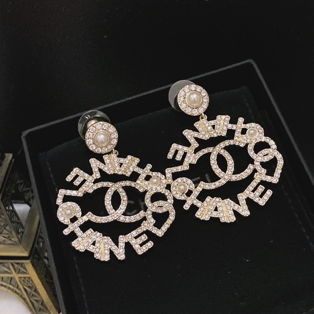 Chanel Pearl Caged Cc Drop Earrings Gold