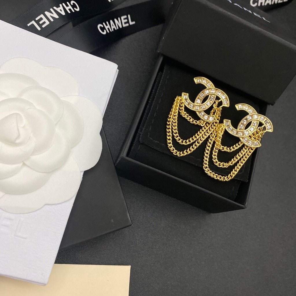Chanel Cc Gold Earrings