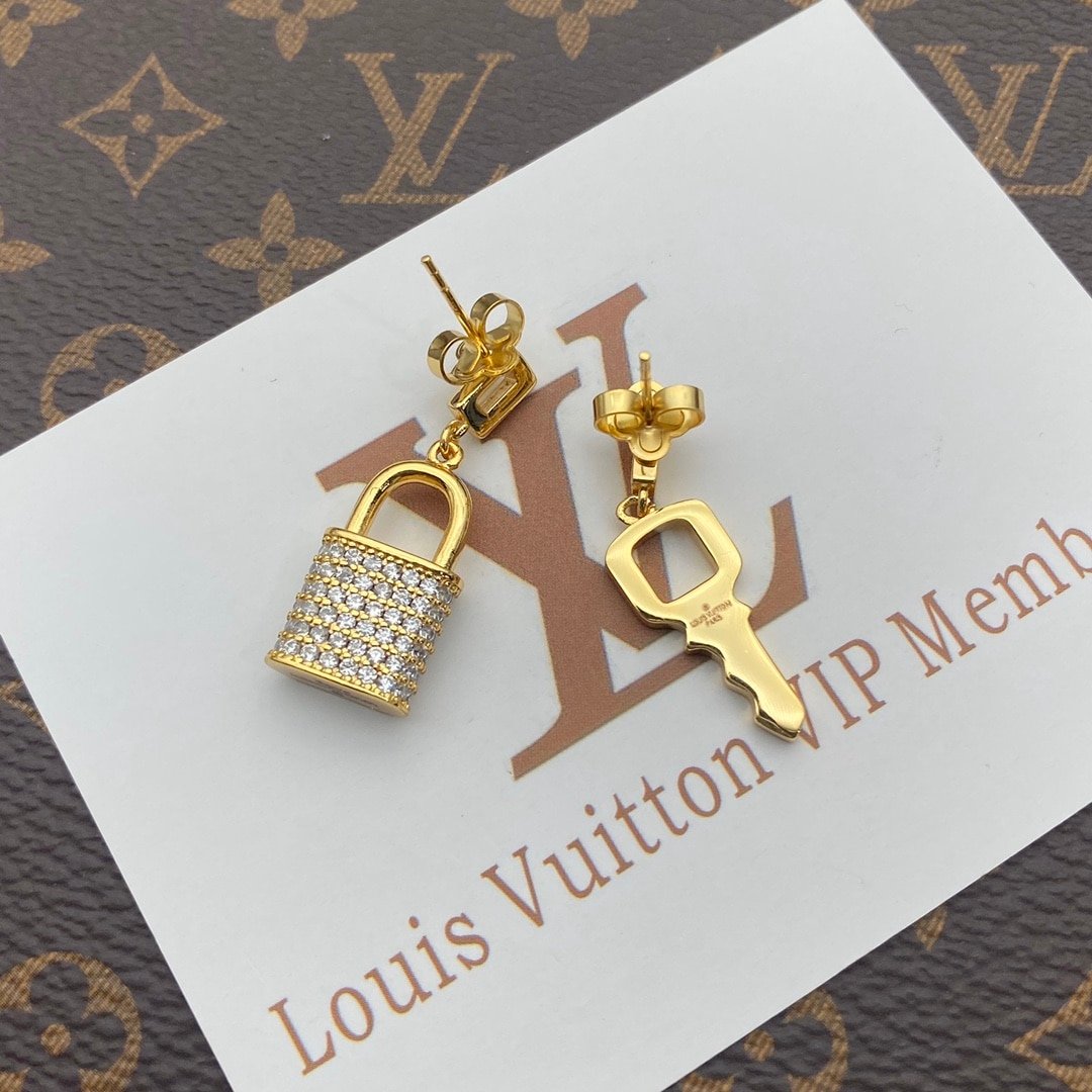 Louis Vuitton Gold Lock And Key Earrings