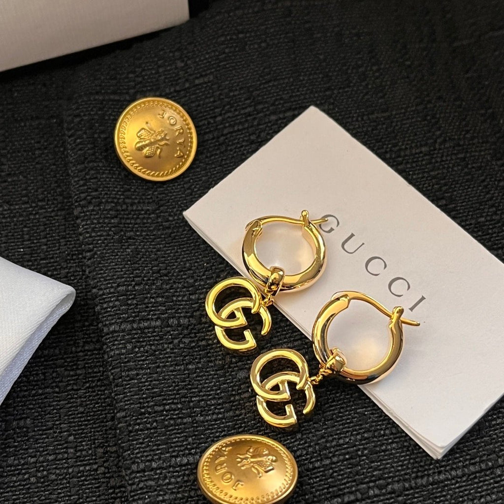 Gucci Gg Running Drop Earrings Gold