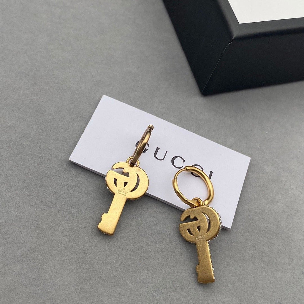Gucci Gg Key Hoop Gold Earrings