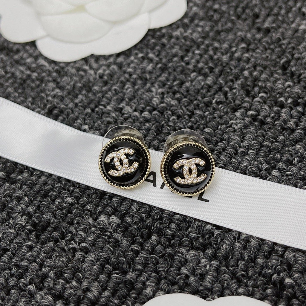 Chanel Cc Earrings Black