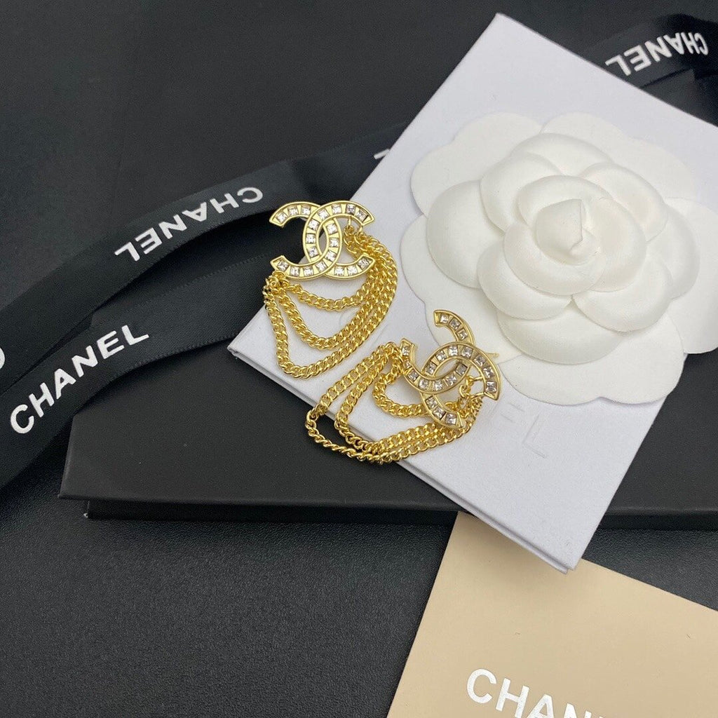 Chanel Cc Gold Earrings