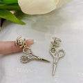 Chanel Cc Lock Crystal Scissors Drop Earrings