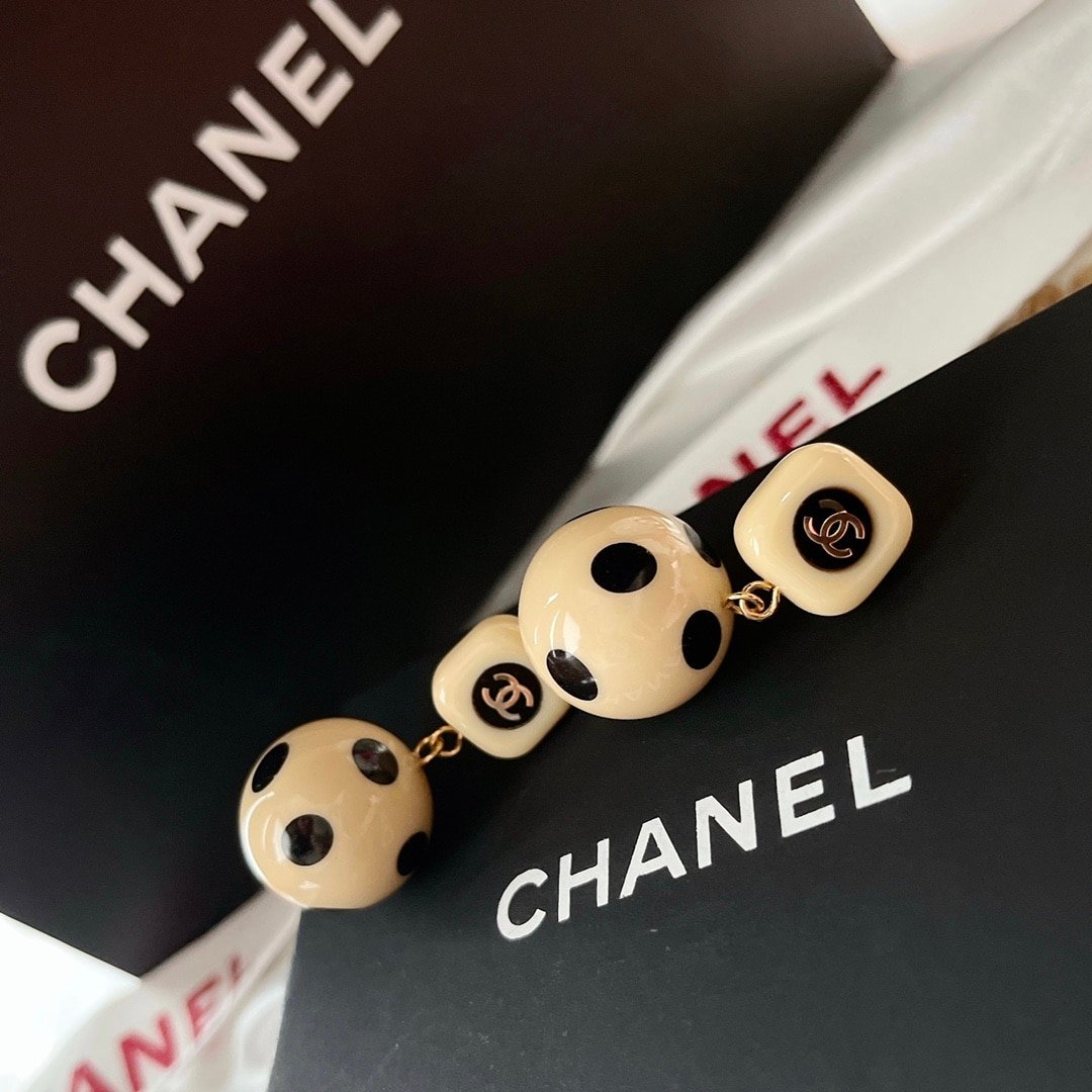 Chanel Ball Beige Earrings