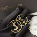 Saint Laurent YSL Hoop Earrings With Crystal Gold