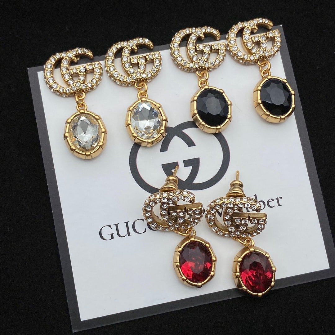 Gucci Gg Crystal Drop Earrings