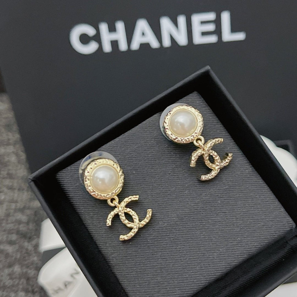 Chanel Cc Pearl Earrings