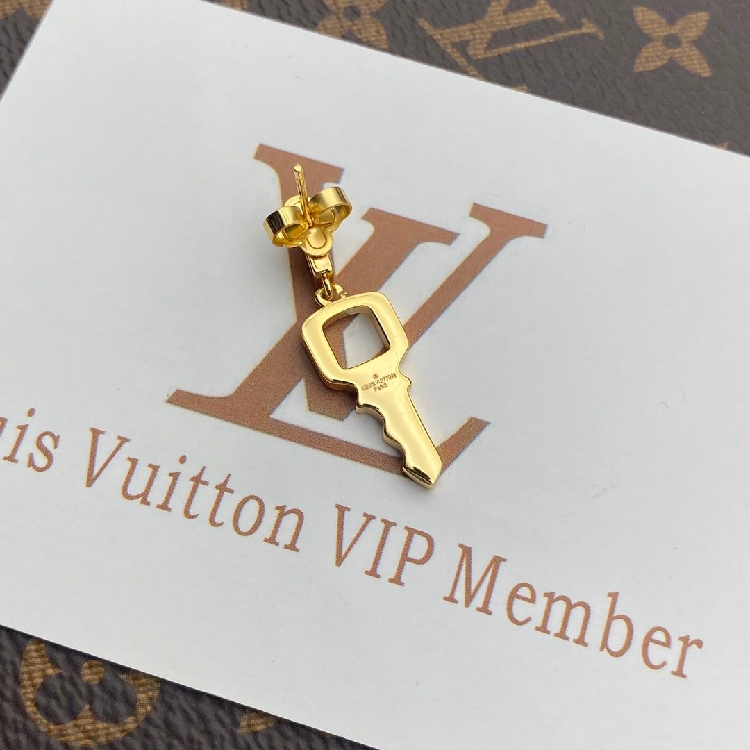 Louis Vuitton Gold Lock And Key Earrings