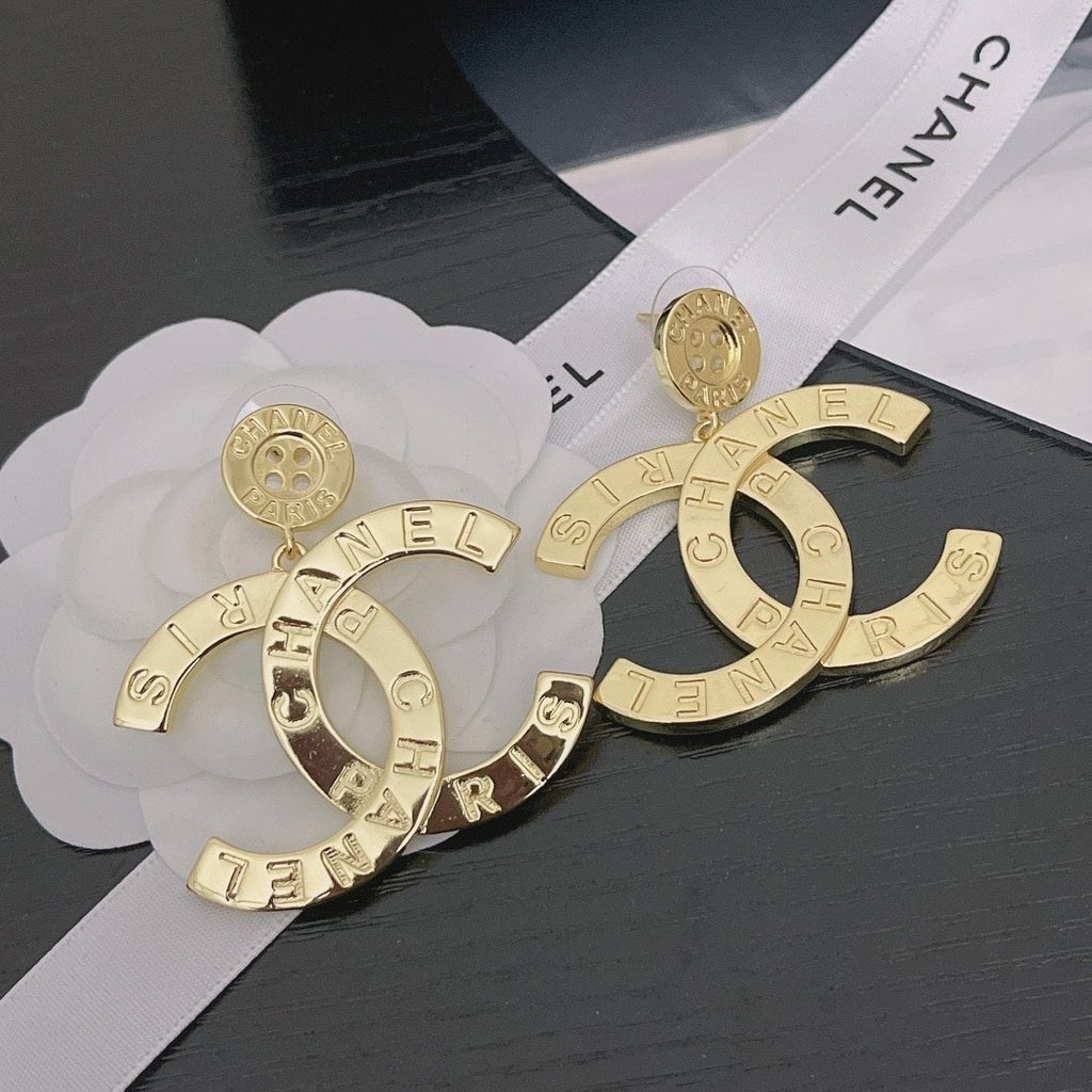 Chanel Paris Button Earrings