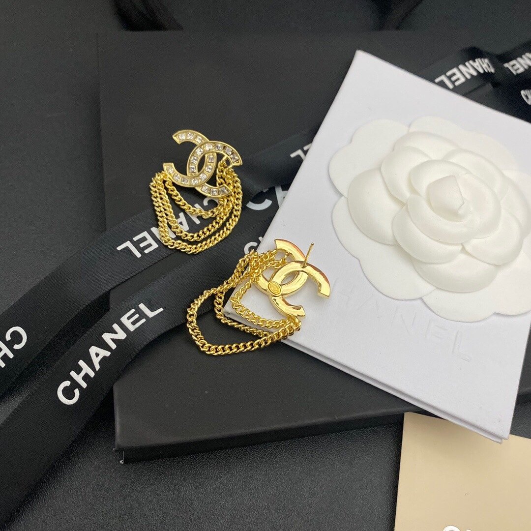 Chanel Cc Gold Earrings