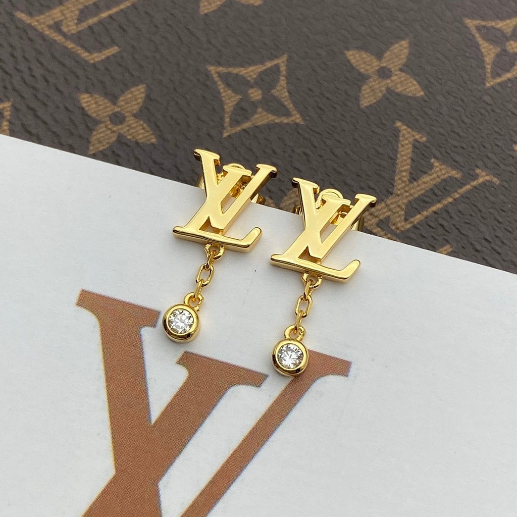 Louis Vuitton Gold And Diamond Earrings Q96495