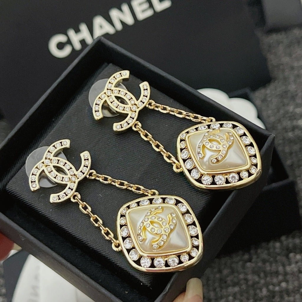 Chanel Cc Crystal Earrings