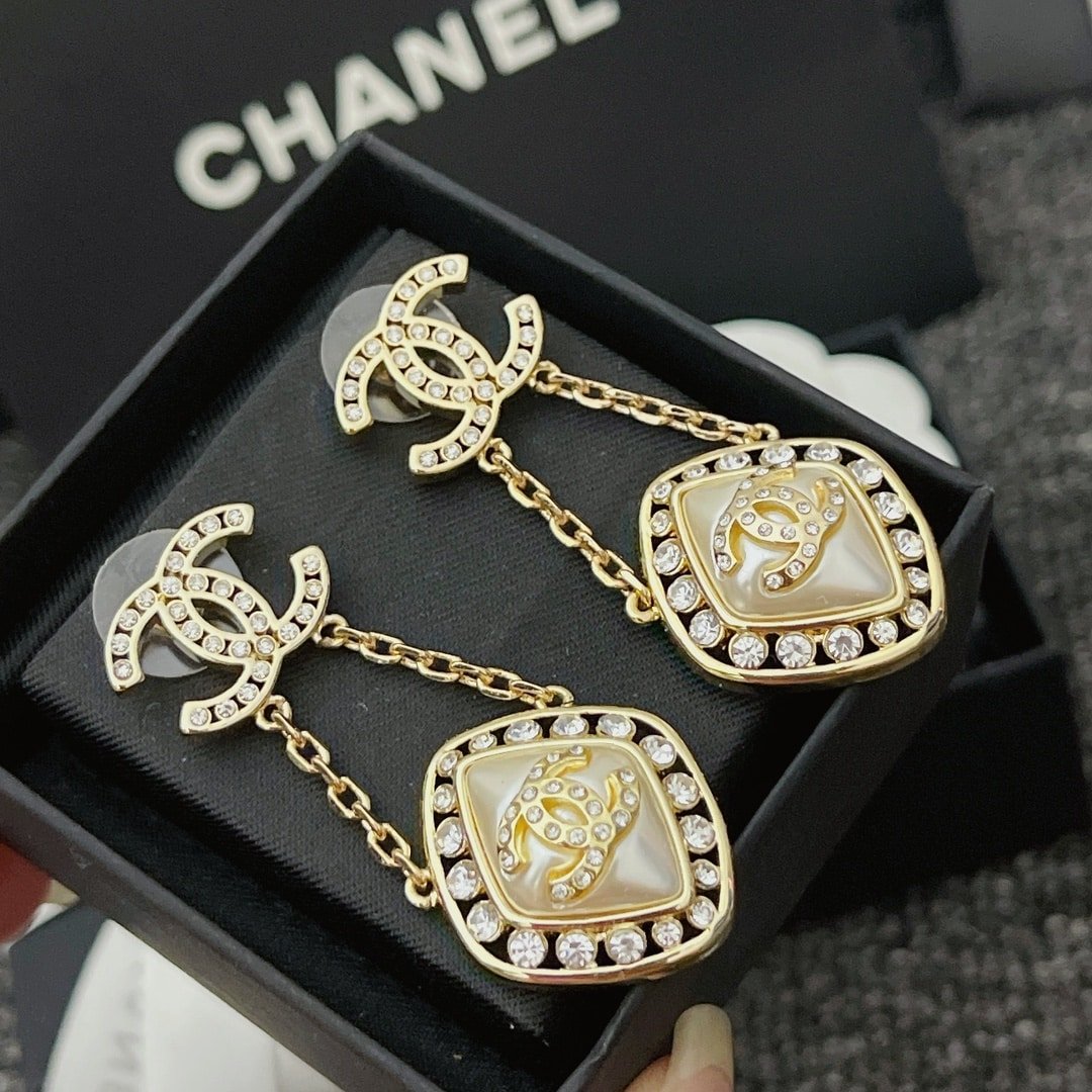 Chanel Cc Crystal Earrings